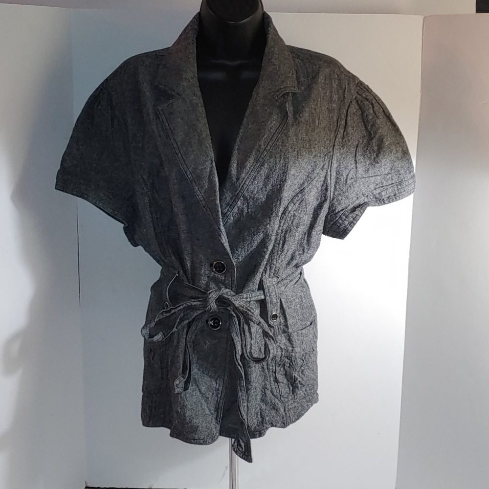Torrid Gray Shirt Button and Ties In Front